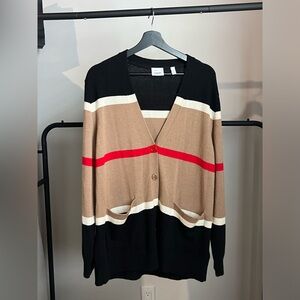 Phillipa Striped Cashmere-Silk Cardigan